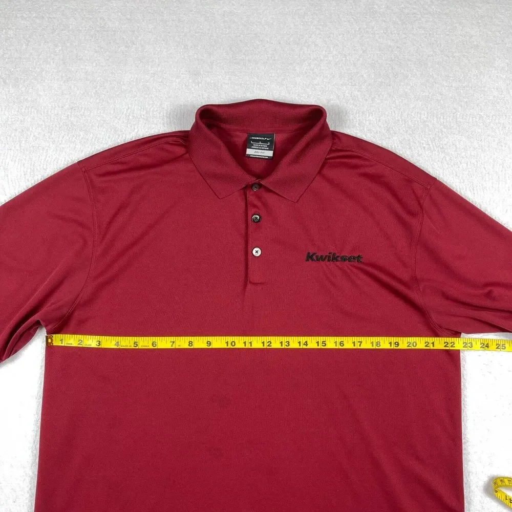 Nike Polo Shirt Mens Large Red Kwikset Logo Golf Travel Work‎ Carpenter Handyman